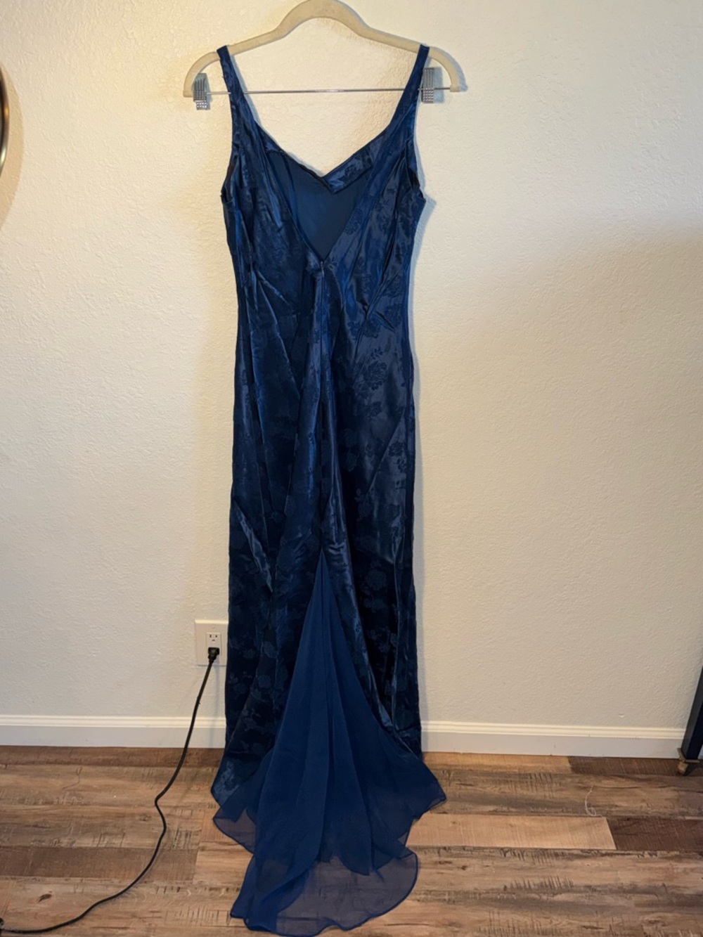 Zum Zum by Niki Livas Vintage Blue Floral Low Cut Back Mermaid Formal Gown SM